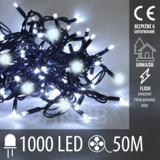 Vianočná led svetelná reťaz vonkajšia FLASH - 1000led - 50m - studená biela / studená biela