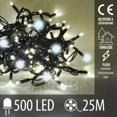 Vianočná led svetelná reťaz vonkajšia FLASH - 500led - 25m - teplá biela / studená biela