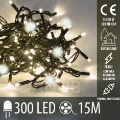 Vianočná led svetelná reťaz vonkajšia FLASH - na spájanie - 300led - 15m - teplá biela / studená biela