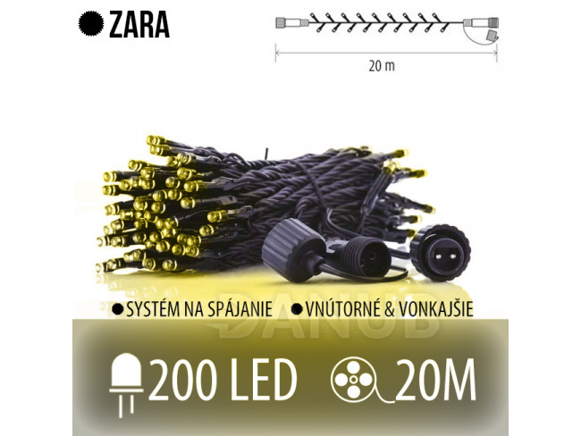 Zara Led svetelná reťaz vonkajšia - 200led - 20m - teplá / studená biela