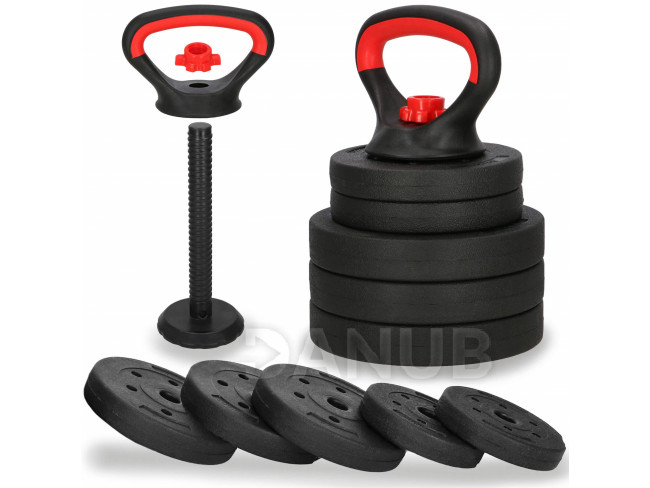 Kettlebell s nastaviteľnou nosnosťou 10 kg, sada 5 kotúčov