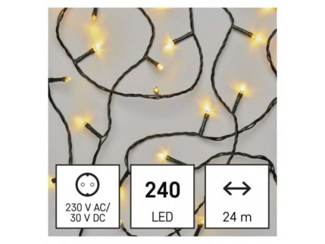 LED vianočná reťaz, 24 m, vonkajšia aj vnútorná, teplá biela, časovač