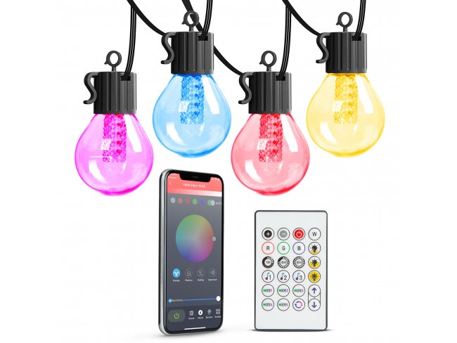 Smart sveteľná reťaz - 25 ks RGB LED - 7,5 m - bluetooth, 100-240V, 7W