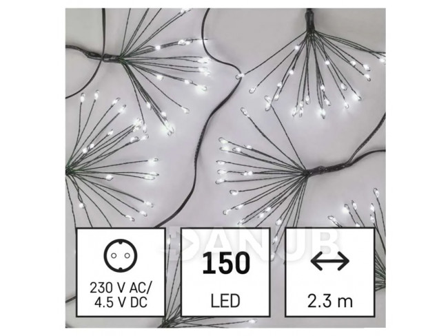 LED svetelná reťaz – svietiace trsy, nano, 2,35 m, vnútorná, studená biela, časovač